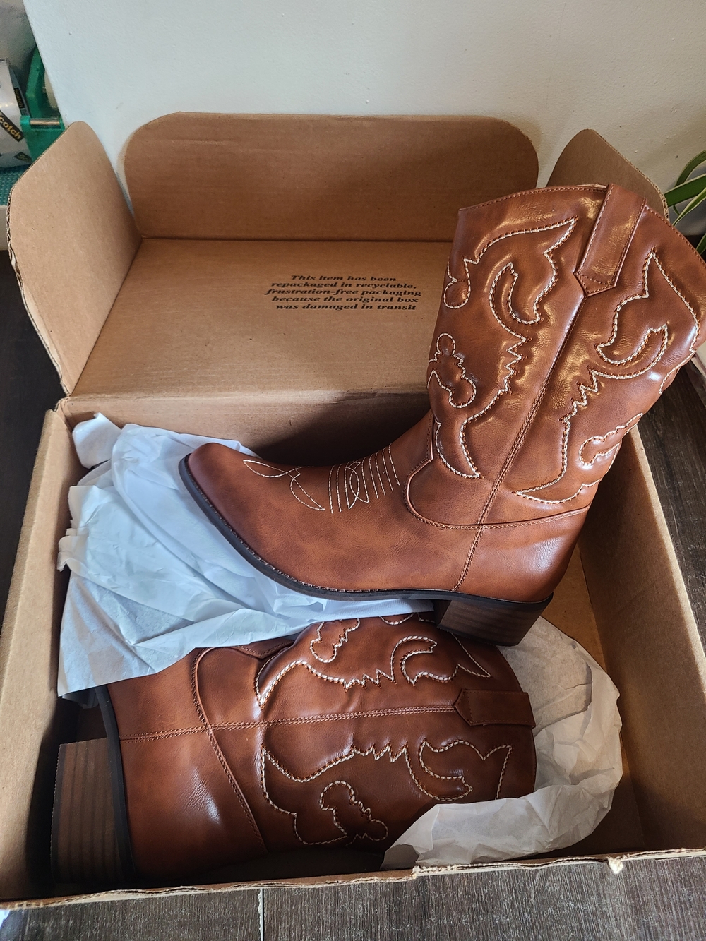 New SheSole sz 11.5 Women's Western Cowgirl Cowboy Boots-Tan
